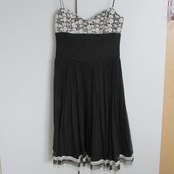 Sandra Angelozzi Black&White Silk Chiffon Spaghetti Strap Dress Size 36 - Picture 1 of 10
